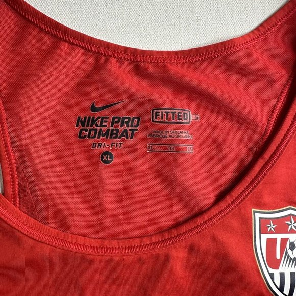 Nike Dri-Fit Pro Combat Fitted US Soccer Tank Top Women's Size XL Red Run Active - Picture 6 of 10